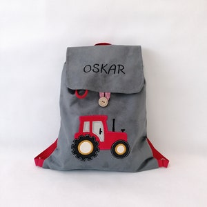 Personalized preschooler&#39;s backpack, backpack with name, backpack for kindergarten, backpack with tractor