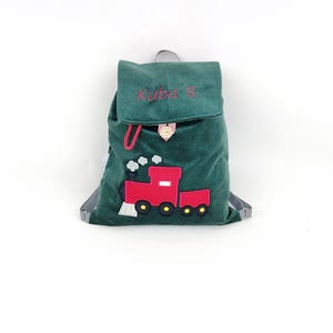 Personalized preschooler's backpack, backpack with name, kindergarten backpack, backpack with a locomotive