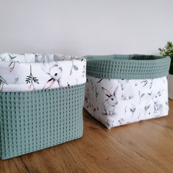 Handmade container for the changing table, organizer for the changing table, basket for cosmetics, diaper basket