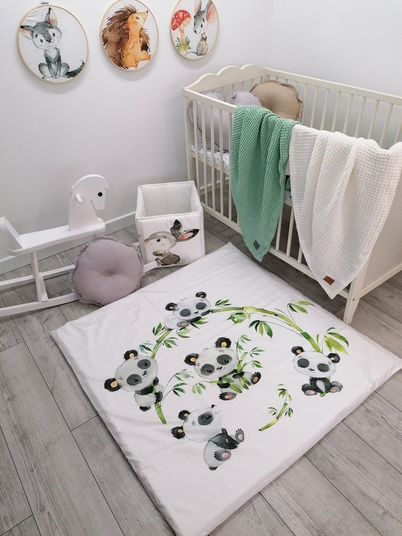 Panda Bears Play Mat, Cotton Play Mat, Mat With Removable Cover