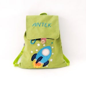 Personalized preschooler's backpack, backpack with name, kindergarten backpack, rocket backpack