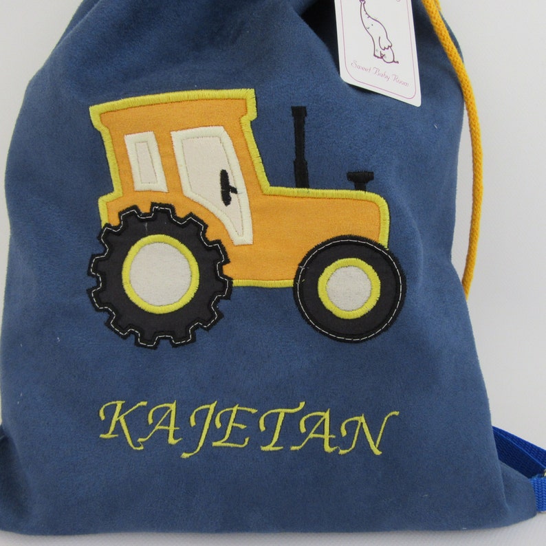 Backpack with a tractor backpack with a name gift for a boy, personalized backpack bag with a name personalized gift