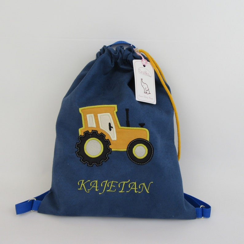 Backpack with a tractor backpack with a name gift for a boy, personalized backpack bag with a name personalized gift