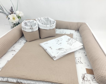 Changing mat, changing set, gift for a newborn, baby equipment, changing mat with teddy bears, forest animals