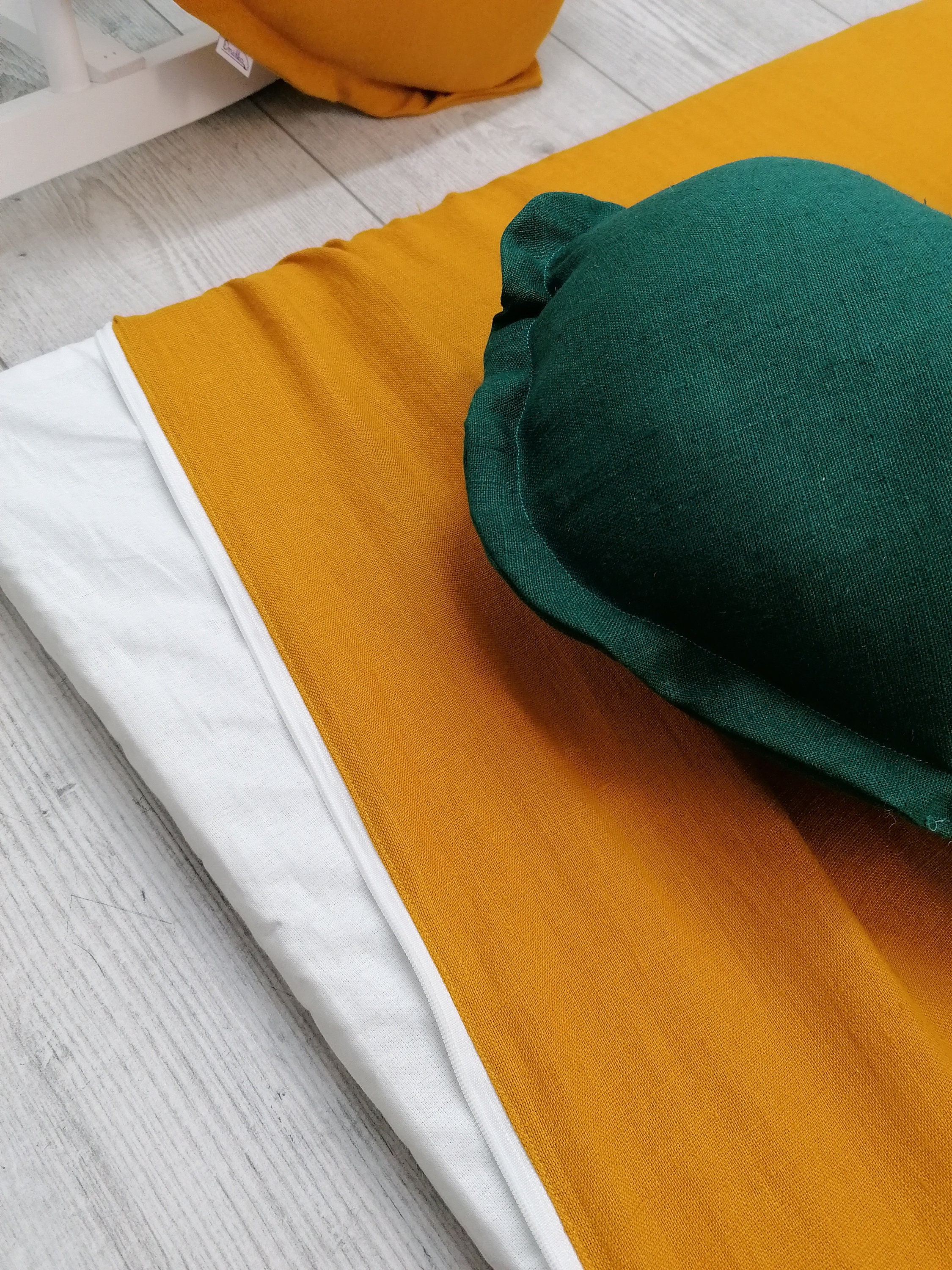 Linen play mat with cover mustard play mat allergy play mat Etsy