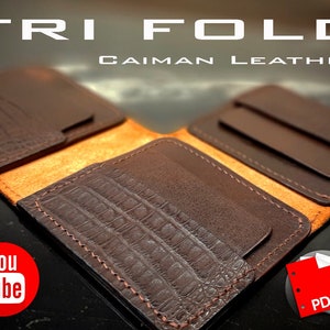 Tri fold Brieftasche digitales PDF, Muster dreifach gefaltete Leder Brieftasche