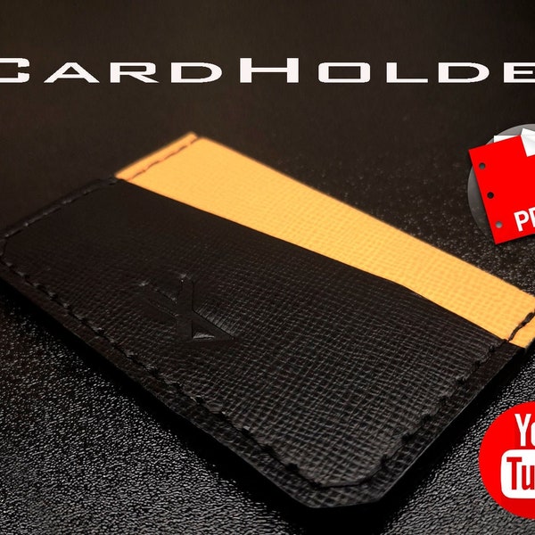 Minimalist leather card holder wallet digital PDF, Pattern leather wallet