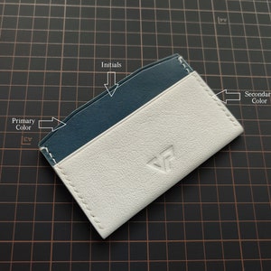 Tarjetero de cuero hecho a mano con grabado personalizado - Billetera minimalista personalizada