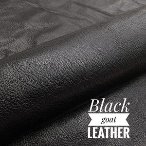 Black Goat Leather Hide for Crafts and DIY Projects - with defects