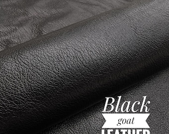 Black Goat Leather Hide for Crafts and DIY Projects - with defects