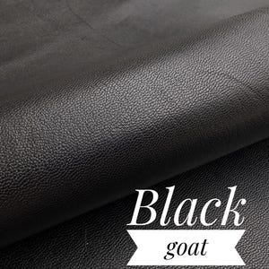 Black Goat Leather Hide for Crafts and DIY Projects - with defects