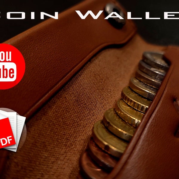 Minimalist coin wallet digital PDF, Pattern leather purse wallet