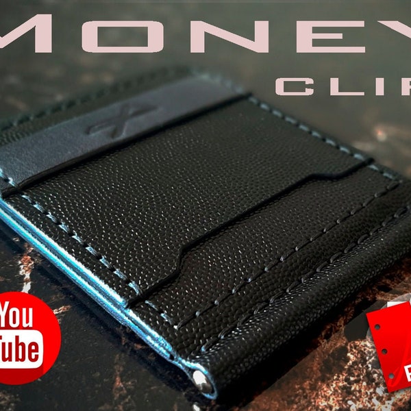 Minimalist leather money clip wallet digital PDF, Pattern leather wallet