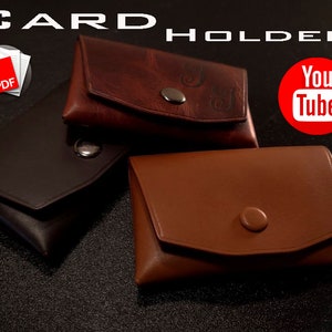 Cartera tarjetero de piel minimalista PDF digital, Cartera de piel estampada