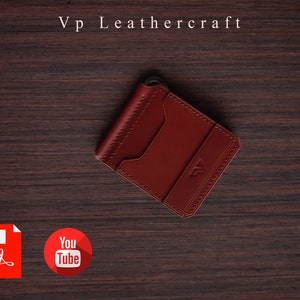 Minimalist leather money clip wallet digital PDF, Pattern leather wallet
