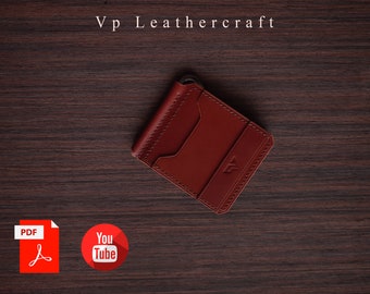 Cartera minimalista de piel con clip para billetes, patrón en PDF