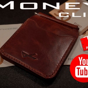 Monedero de cuero con clip para billetes PDF digital, Clip para billetes de cuero con patrón