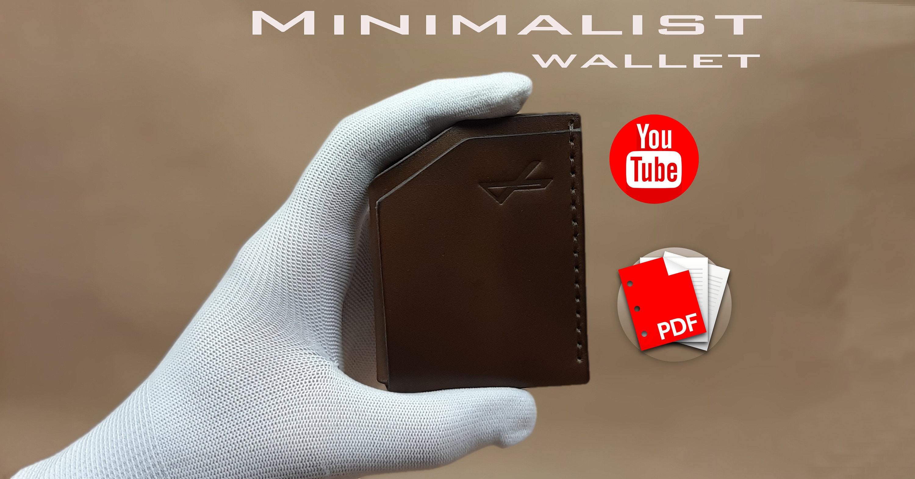 Minimalist leather card holder wallet digital PDF, Pattern leather wallet
