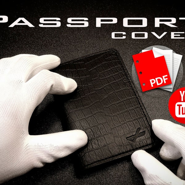 Leather passport cover holder wallet digital PDF, Pattern