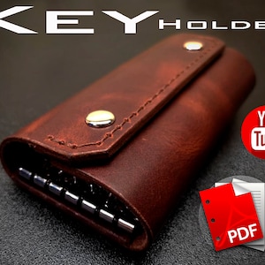 Leather Key holder wallet digital PDF, Pattern leather keyholder, Key cover