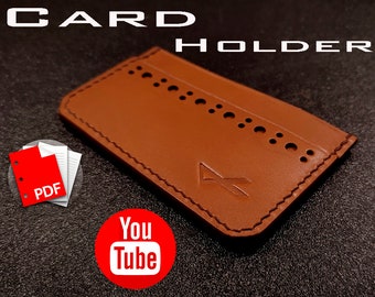 Cartera tarjetero minimalista de piel, patrón digital en PDF