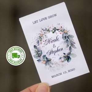 Pacchetti di semi di verde, pacchetti di semi personalizzati, bomboniere Let Love Grow, regali di nozze alla lavanda, busta di semi Kraft, bomboniere boho