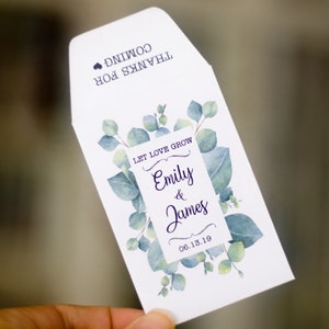 Pacotes de sementes de eucalipto, pacotes de sementes personalizados, lembrancinhas de casamento, lembrancinhas de sementes personalizadas, lembrancinhas de festa, envelope de sementes kraft, pacotes de sementes