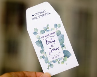 Eucalyptus Seed Packets, Custom Seed Packets, Wedding Favors, Custom Seed Favors, Party Favors, Kraft Seed Envelope, seed packets