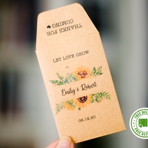 Sunflower Seed Packets, Sunflower seed wedding favors, Wedding Favors, Custom Seed Favors, Party Favors, Kraft Seed Envelope, seed packets