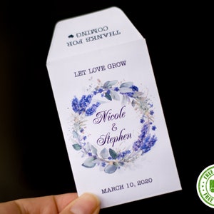 Pacchetti di semi di lavanda, Let Love Grow Pacchetti di semi personalizzati, Bomboniere, Regali di nozze di lavanda, Busta di semi, regalo boho di lavanda