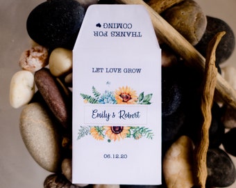 Sunflower Seed Packets, Sunflower seed wedding favors, Wedding Favors, Custom Seed Favors, Party Favors, Kraft Seed Envelope, seed packets