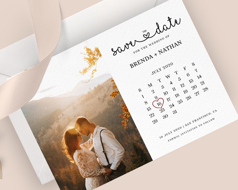 Save The Date Calendar Template Minimalist Modern Etsy