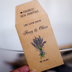 Lavender Seed Packets, Custom Seed Packets, Wedding Favors, Lavender wedding gifts, Party Favors, Kraft Seed Envelope, lavender favors