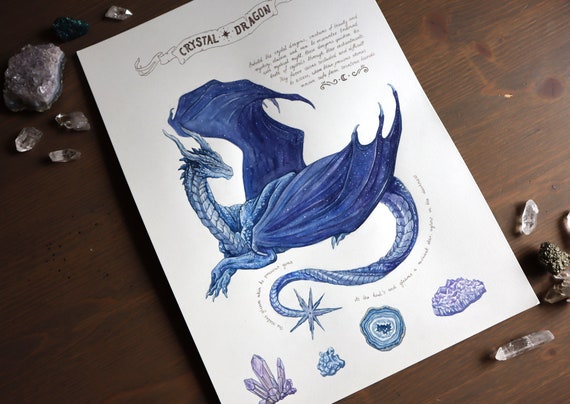 Crystal dragon | Original watercolor painting