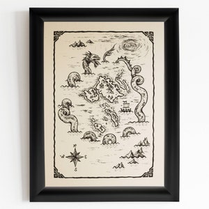 Map with Jormungand from Norse mythology | Unframed art print | Poster | Wall decoration