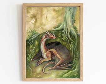 Sunlit Forest | Art print | Wall decoration