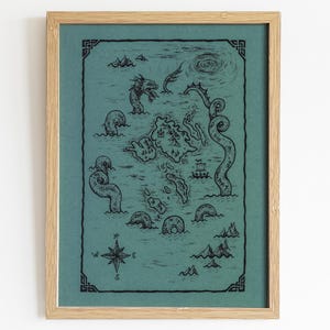 Karte mit Jormungand aus der nordischen Mythologie | Grüne Variante | Ungerahmter Kunstdruck | Poster | Wanddekoration