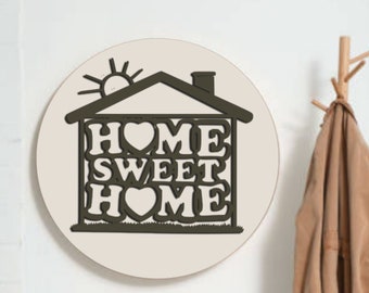 Home Sweet Home Wooden Sign, Laser Cut Wall Decor (SVG Bundle)