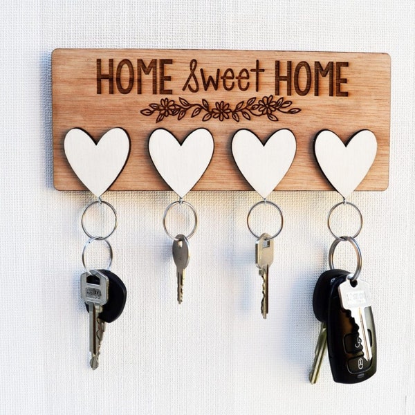 Home Seet Home wooden Home key holder shelf laser cut files,  Key Hanger, Wall Key Rack, Wall Key Holder, Key Holders, wooden Key Rack SVG