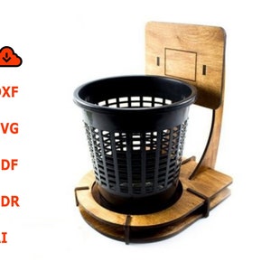 Wooden trash can basketball stand laser cut, wooden Office Basketball Basket stand laser cut, Trash can basketball holder laser cut 3mm