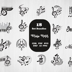 NOTE MUSICALI SVG, Note musicali Clipart, Note musicali Svg, Note musicali file svg per Cricut, Note musicali Silhouette, Immagine Clipart T-shirt