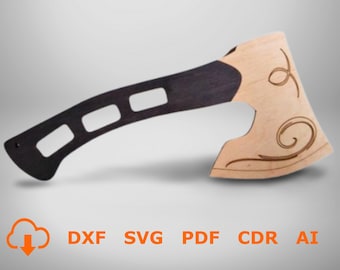 Wooden Axe laser cut,  Wooden battle axe Toy laser cut files, Wall decoration Battle Axe , Axe multilayer 3D SVG dxf laser cutting