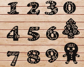 All full Numbers  Christmas new Year SVG Frame , laser glowforge cuting , SVG Bundle christmas craft , Digital Numbers clipart, Numbers