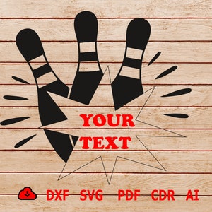 ボウリングピン SVG カット ファイル、Cricut 用ブラック ボウリング スプリット モノグラム SVG ファイル、スポーツ クリップアート、名前フレーム SVG、PNG - インスタント デジタル ダウンロード