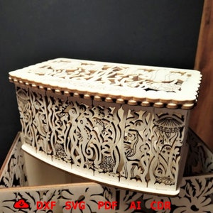 Holz Schmuckbox Laser cut, unter dem Meer Design Holzbox Laserschneiden, Geschenkbox Laser SVG, Sperrholz Box Laser cut, Holzbox Laser geschnitten