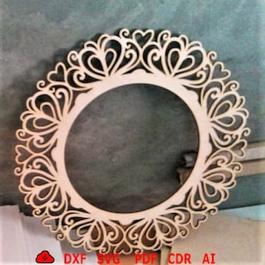 Round Frame Template laser cut svg , wooden Round Frame Template , floral Round Frame Template Vector Digital SVG DXF Files, set of 4 models