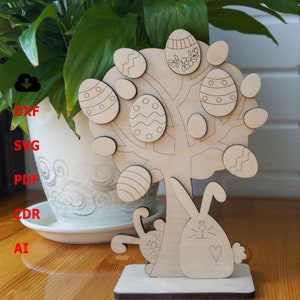 Easter Egg Tree Decoration laser cut,  Vector projects for CNC router and laser cutting, Plywood Easter Egg for decoration Dxf svg file