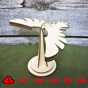 Houten Balancing Bird lasergesneden, Decoratieve houten Bird lasersnijden svg dxf, Decoratieve Houten Balancing Bird voor bureau decoratie dxf SVG