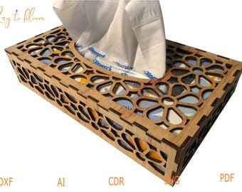 Wooden Tissue Box Napkin Holder laser cut SVG DXF,Tissue Box organizer vector file SVG , cnc Cut Vector, Plywood 3mm