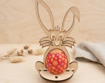 Wooden Easter Bunny Egg Stand, Laser Cut Plywood Holder (Digital File)
